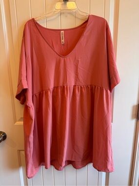 Zenana Outfitters Dusty Rose V-Neck Babydoll Tunic
